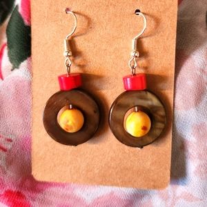 Handmade earrings, genuine stone/shell/coral. Sterling silver earwi…